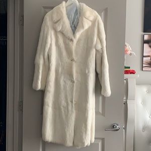 White rabbit fur reversible coat. Size S